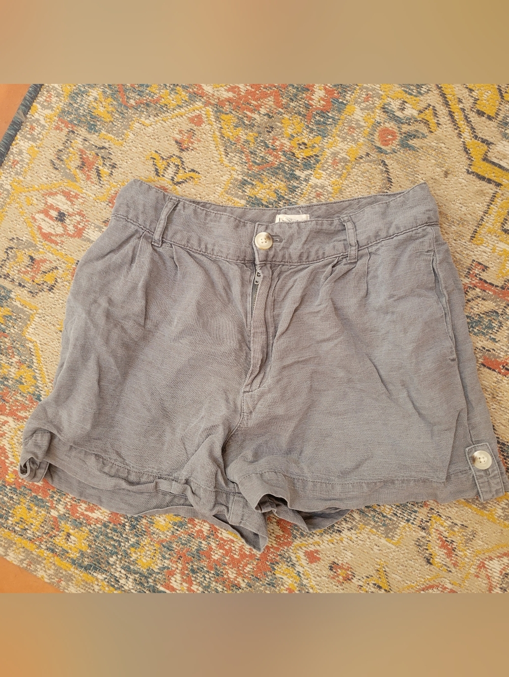 Nicole Miller Gray Linen Blend Shorts
